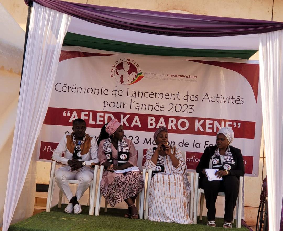Panel d'intervenants sur scène lors de la cérémonie de lancement des activités 2023 d'AFLED.